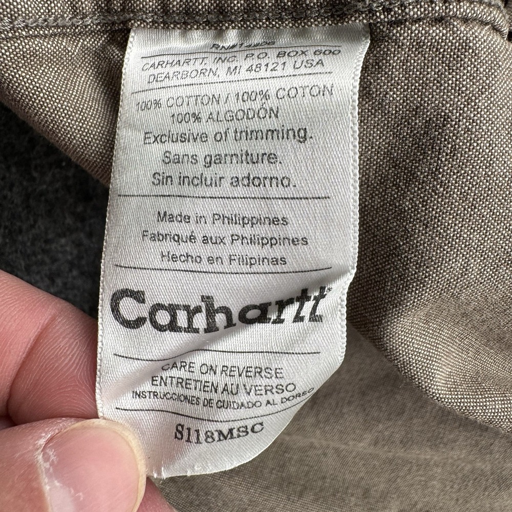 Carhartt Shirt Mens Large Tan Plaid Button Down Short Sleeve Workwear S118 MSC - Picture 14 of 16